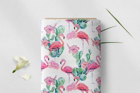 Flowers,flamingo,cactus pattern in Patterns - product preview 1