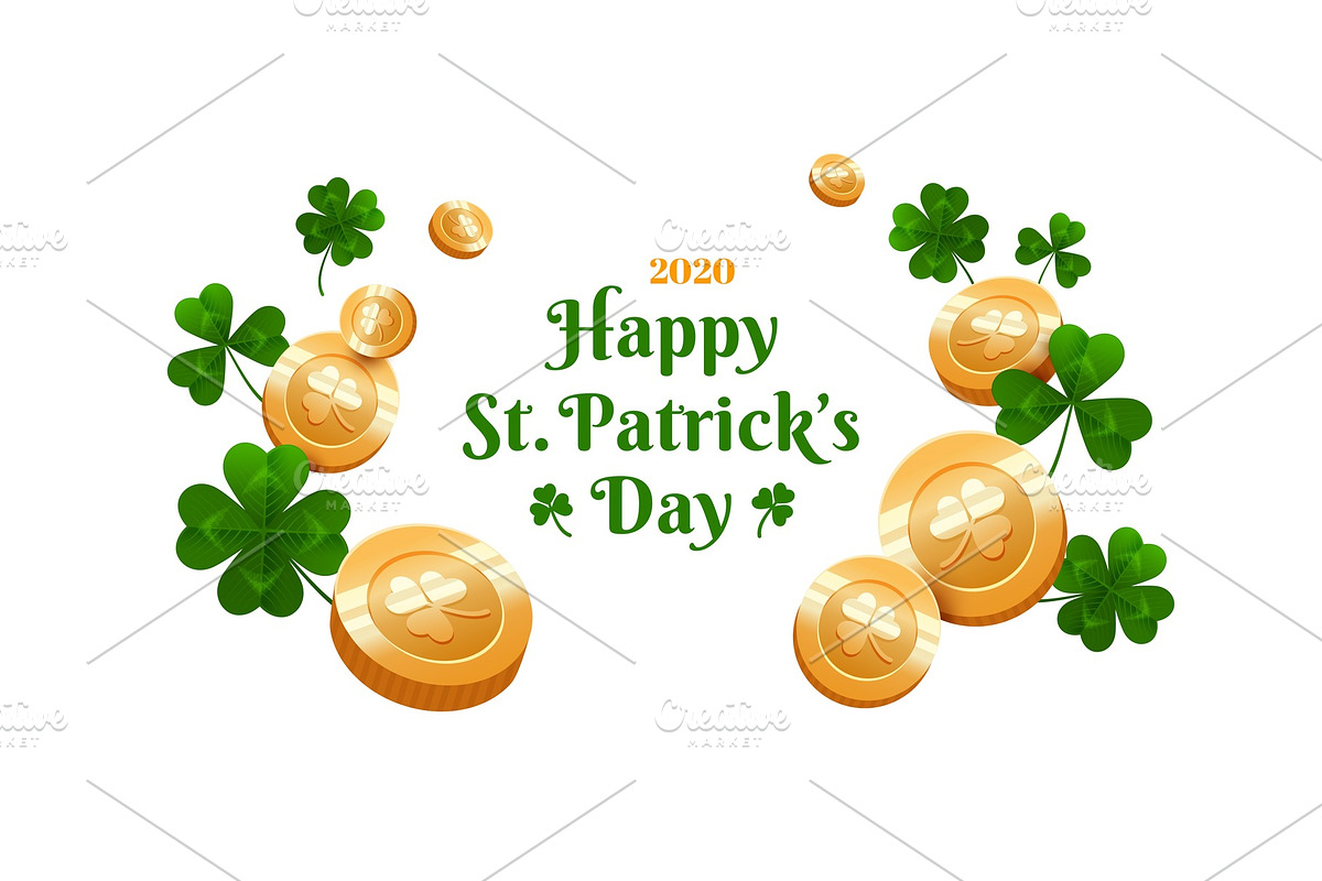 Patrick's Day card with coins in Objects - product preview 8