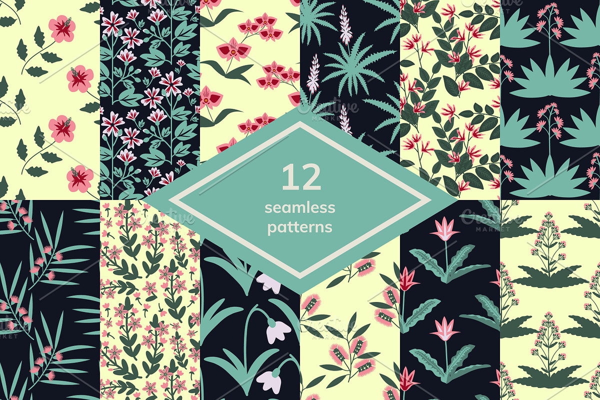 Seamless floral patterns in Patterns - product preview 8