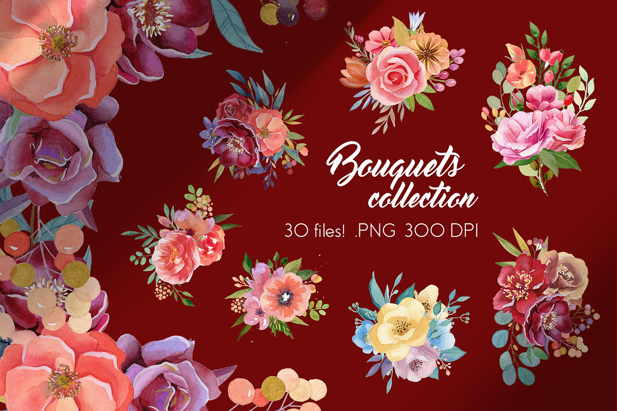 Flower Bouquets - Watercolor Collect in Objects - product preview 8