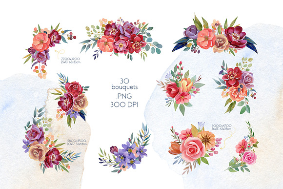 Flower Bouquets - Watercolor Collect in Objects - product preview 3