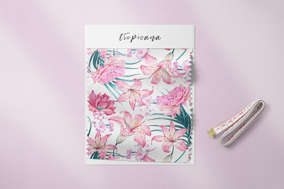 Pink flowers,leaves pattern in Patterns - product preview 2