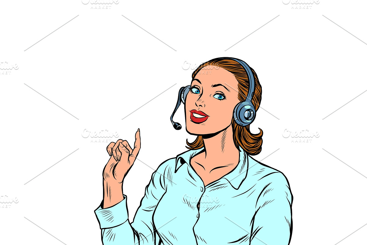 A female telecom operator. Telephone in Illustrations - product preview 8
