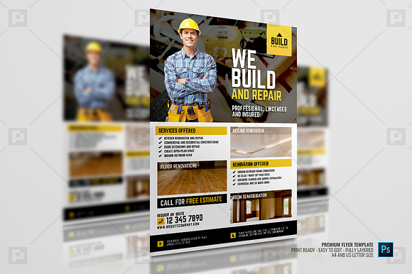 Construction and Building Service in Flyer Templates - product preview 3