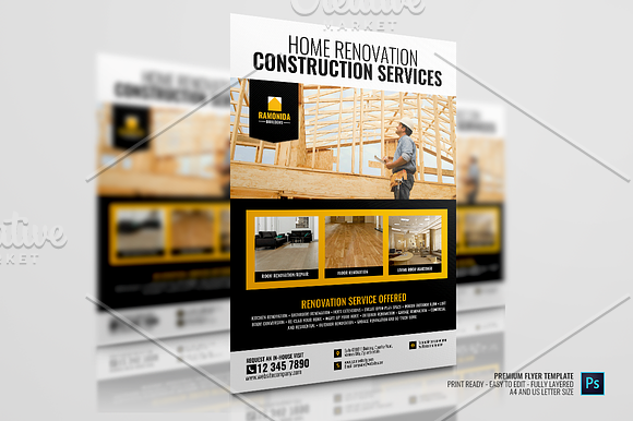 Construction Company Flyer Design in Flyer Templates - product preview 3