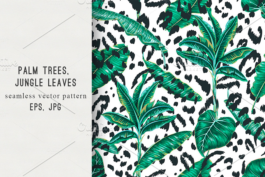 Tropical leaves,palm trees pattern in Patterns - product preview 8