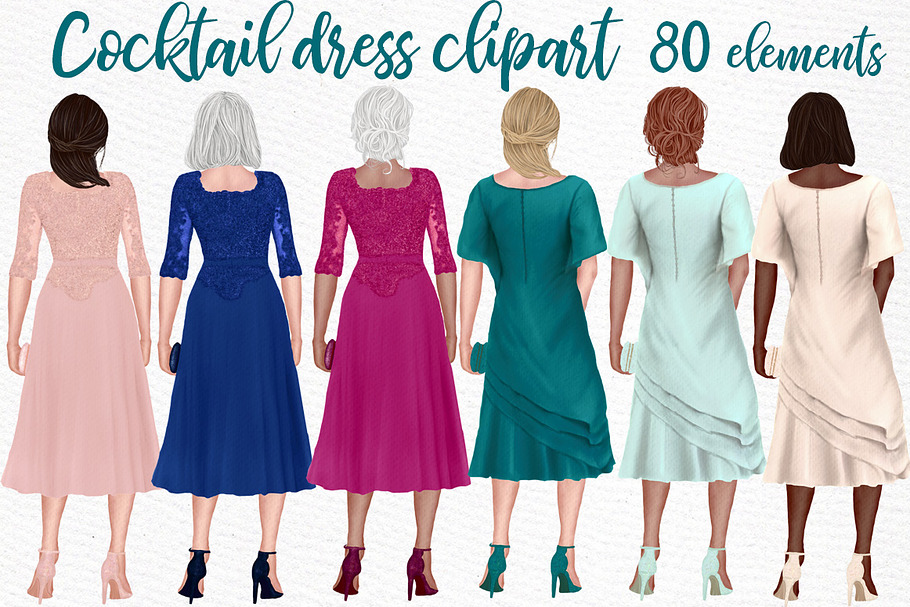 Cocktail Dresses clipart Party dress in Illustrations - product preview 8