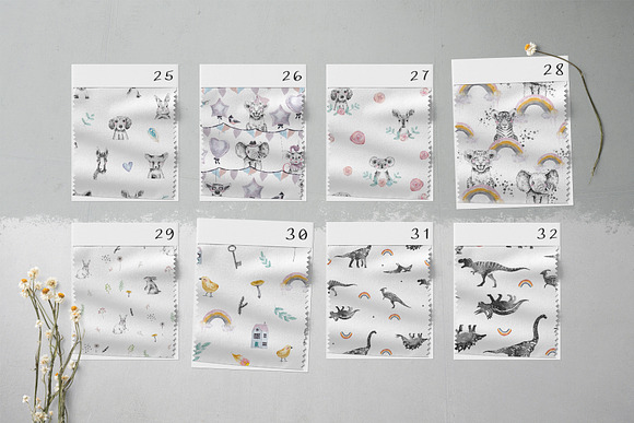 Watercolor kids patterns in Patterns - product preview 4