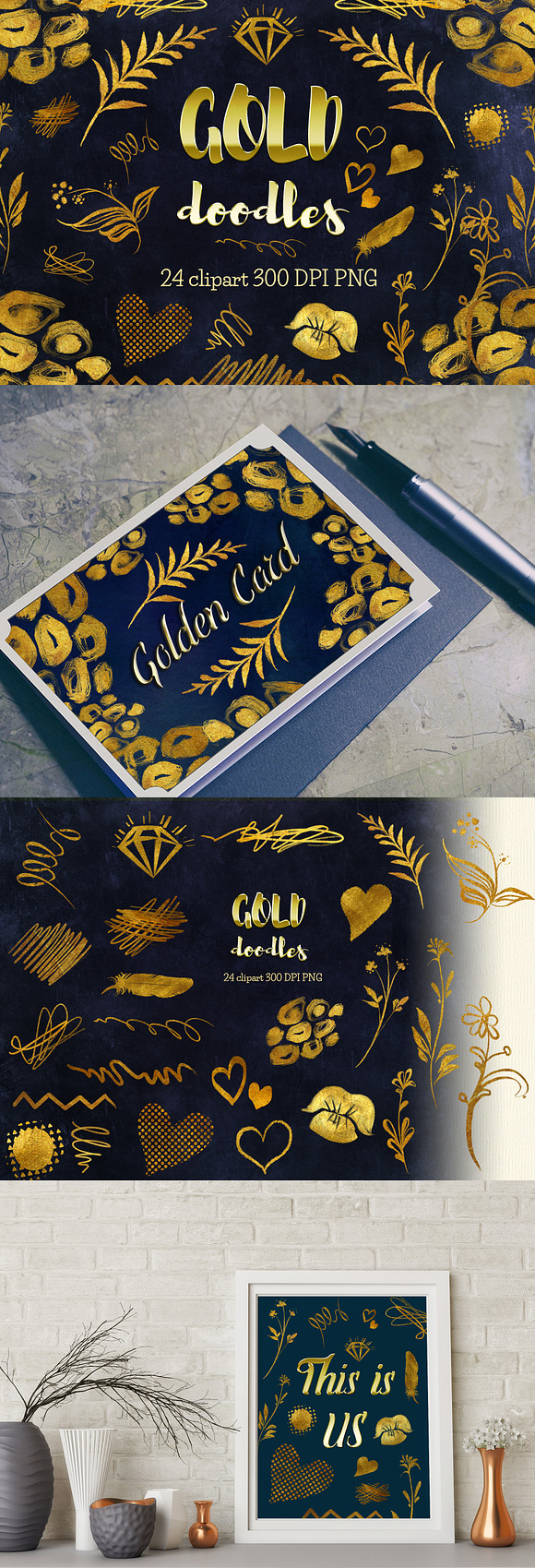 Gold doodles and scribbles clipart in Illustrations - product preview 5