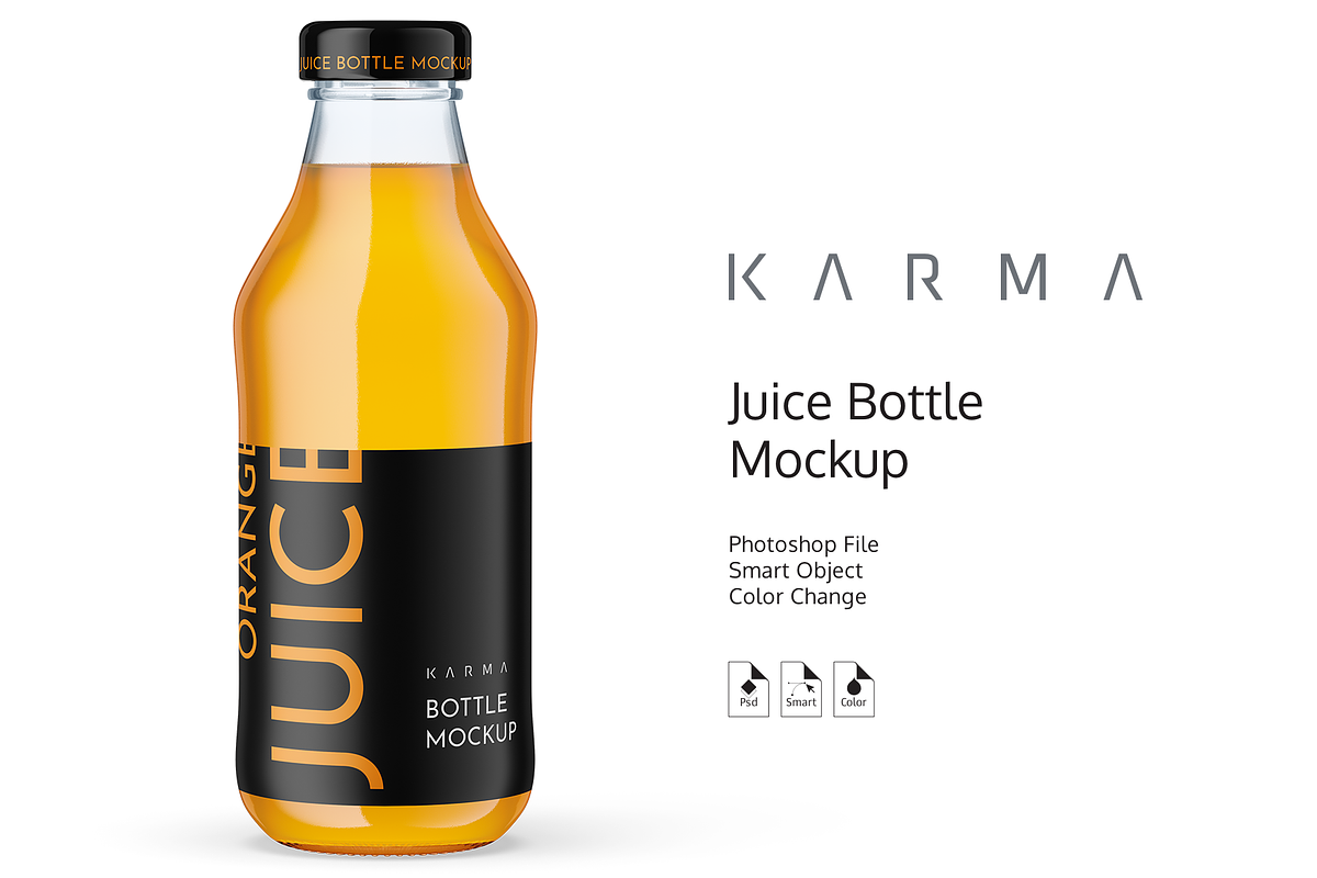 Orange Juice Bottle Mockup in Product Mockups - product preview 8