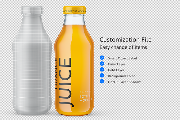 Orange Juice Bottle Mockup in Product Mockups - product preview 2