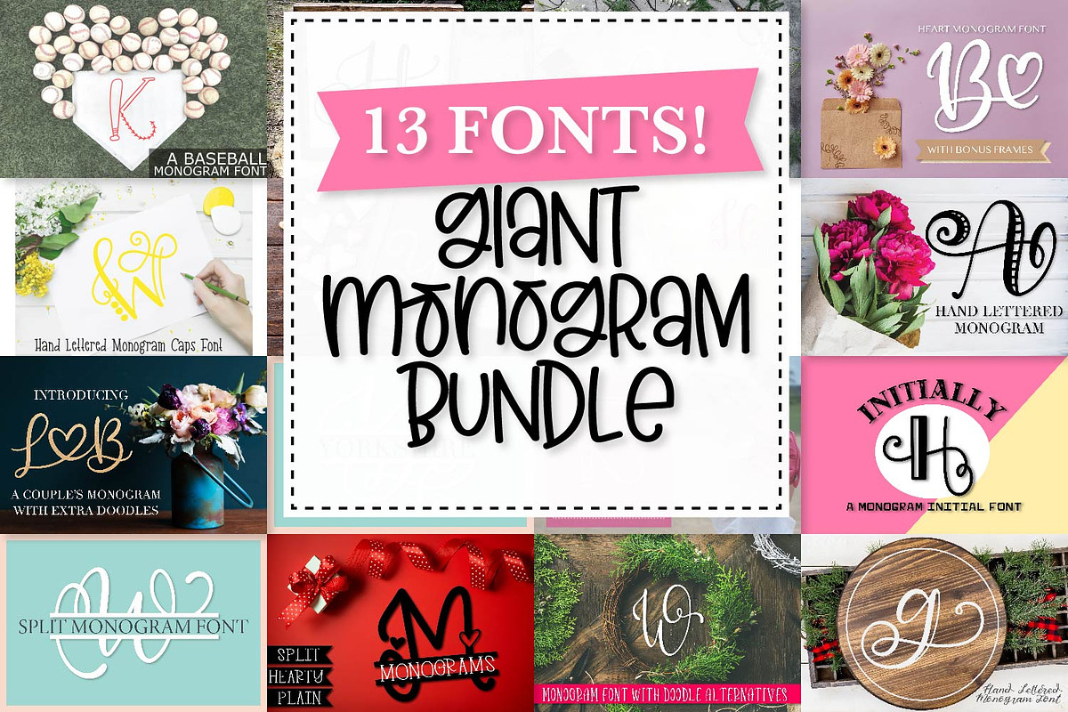 13 Font Pack - Monogram Font Bundle in Display Fonts - product preview 8