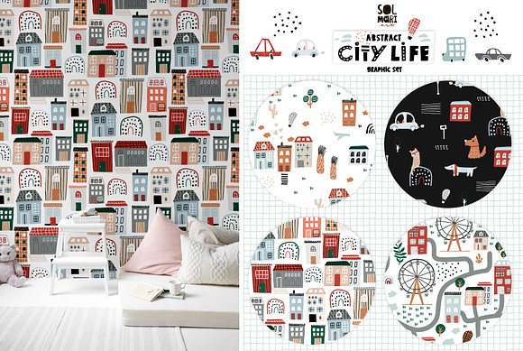 ABSTRACT CITY LIFE graphic set in Patterns - product preview 1