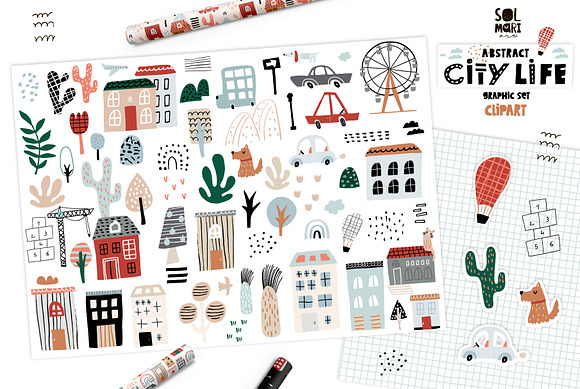 ABSTRACT CITY LIFE graphic set in Patterns - product preview 6