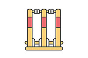 Cricket stumps color icon