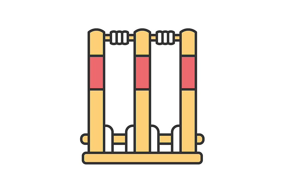 Cricket stumps color icon