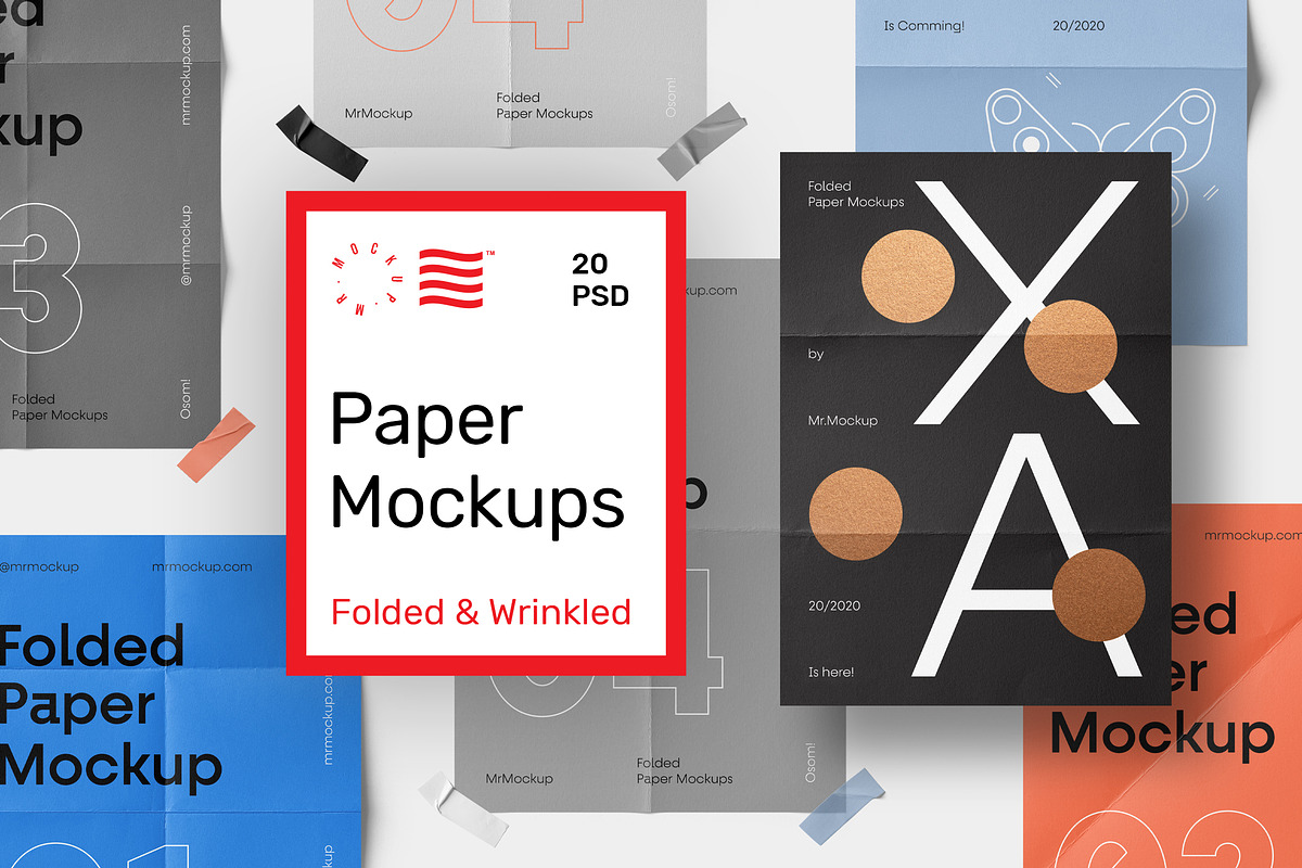 Folded Paper Mockups in Print Mockups - product preview 8