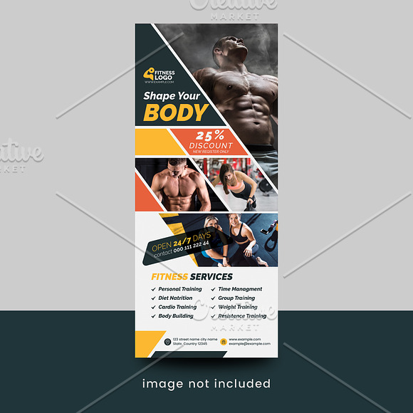 Fitness Roll-up Banner in Flyer Templates - product preview 1