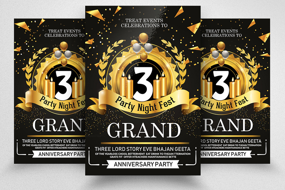 Grand Anniversary Party Night Flyer in Flyer Templates - product preview 8