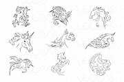 Unicorn Illustrative Vector Set