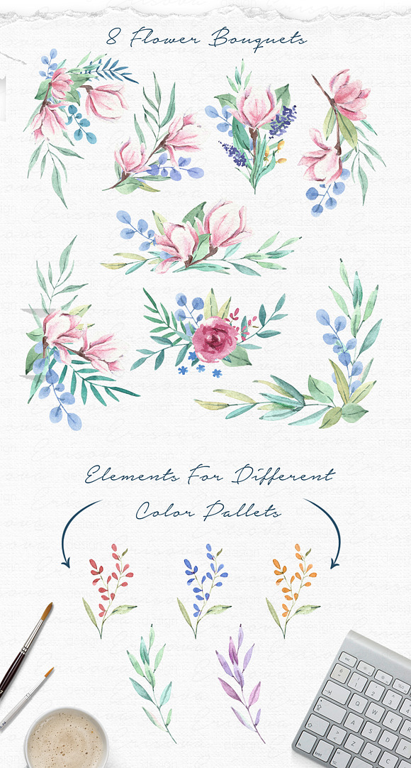 Watercolor Botanical Set in Illustrations - product preview 3