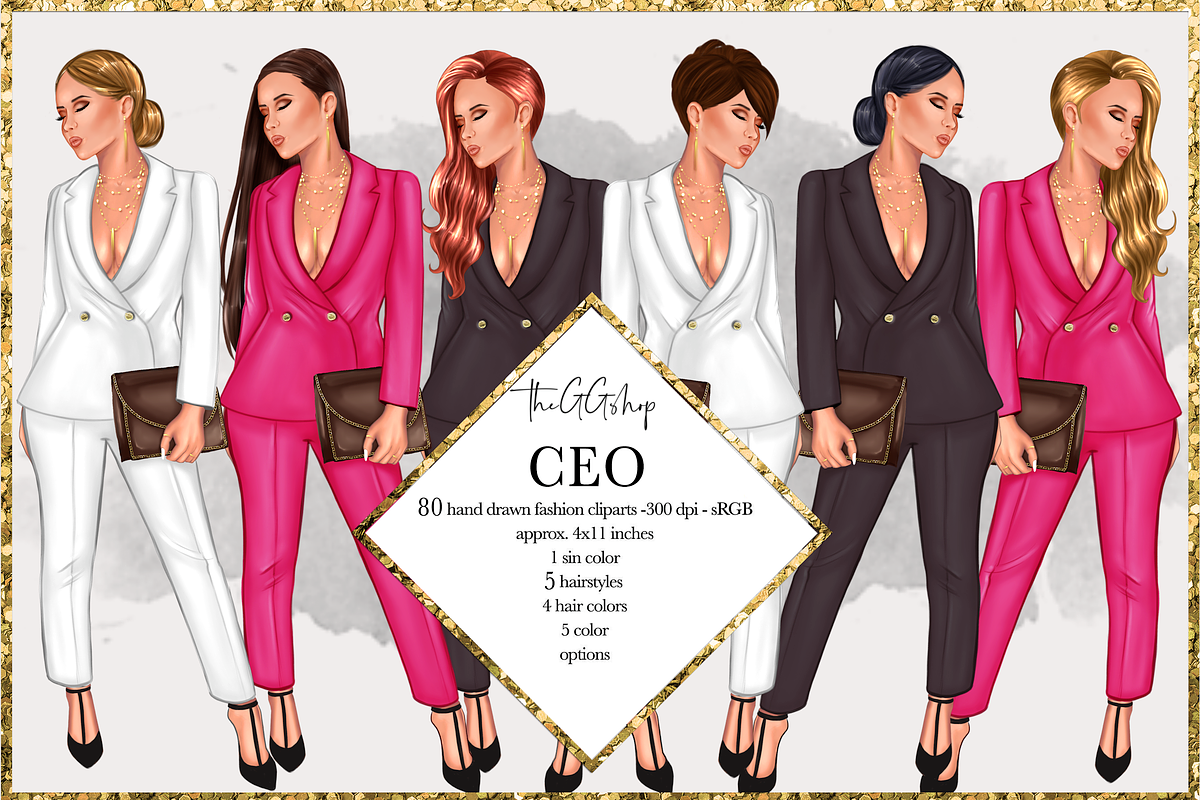 Fashion Girlboss Clipart in Illustrations - product preview 8