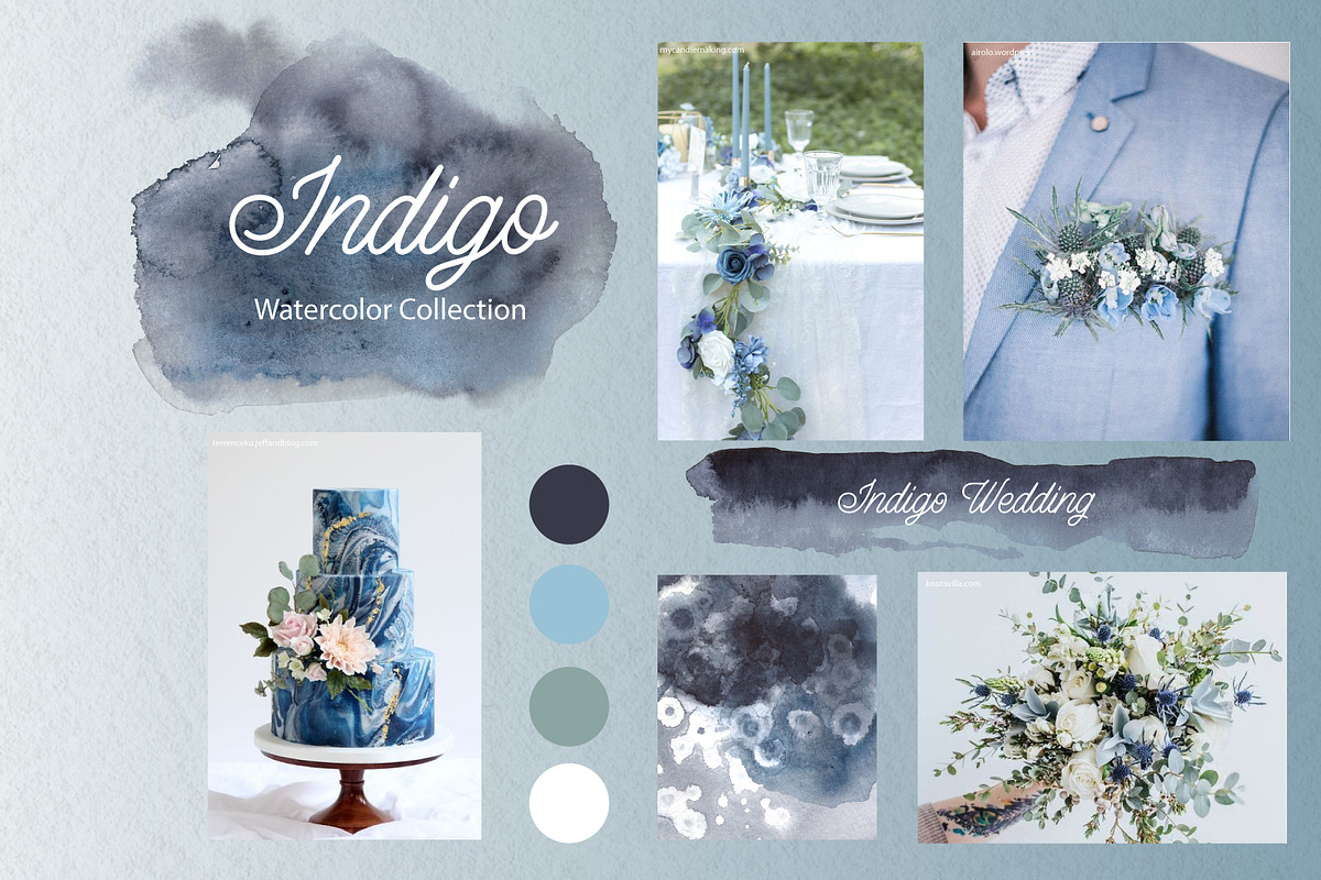 Indigo, watercolor splashes in Textures - product preview 8