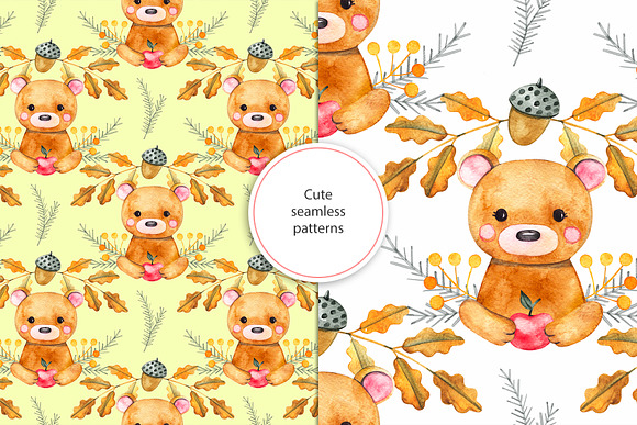 Watercolor cute bear cliparts in Illustrations - product preview 4