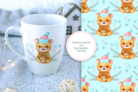 Watercolor cute bear cliparts in Illustrations - product preview 7