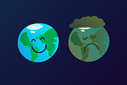 Planet Earth mascot: clean and dirty