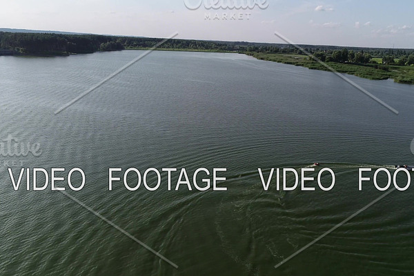 Aerial view ,wakeboarding with