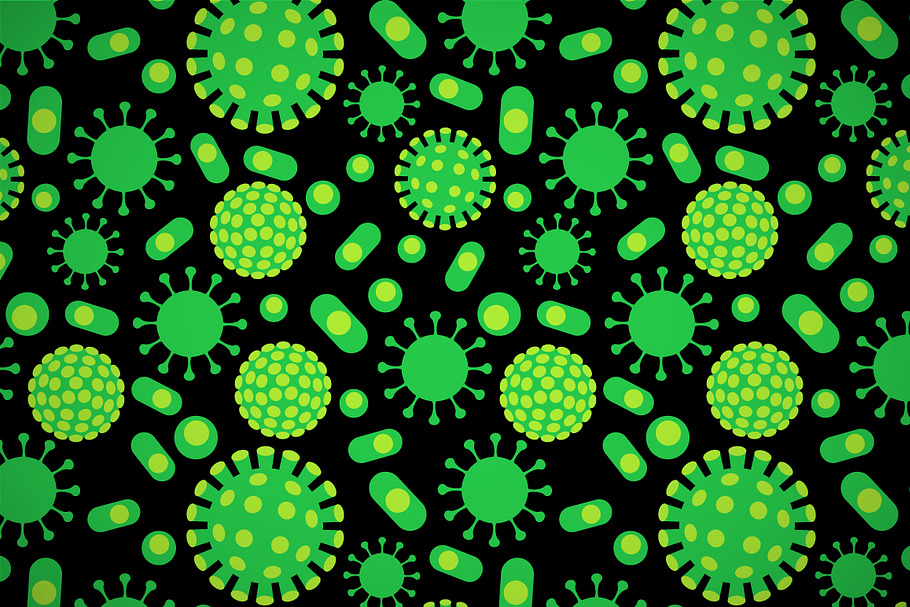 Green viruses on black pattern in Patterns - product preview 8