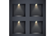 Black wall niches with spotlight
