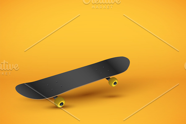 Skateboard on pastel orange