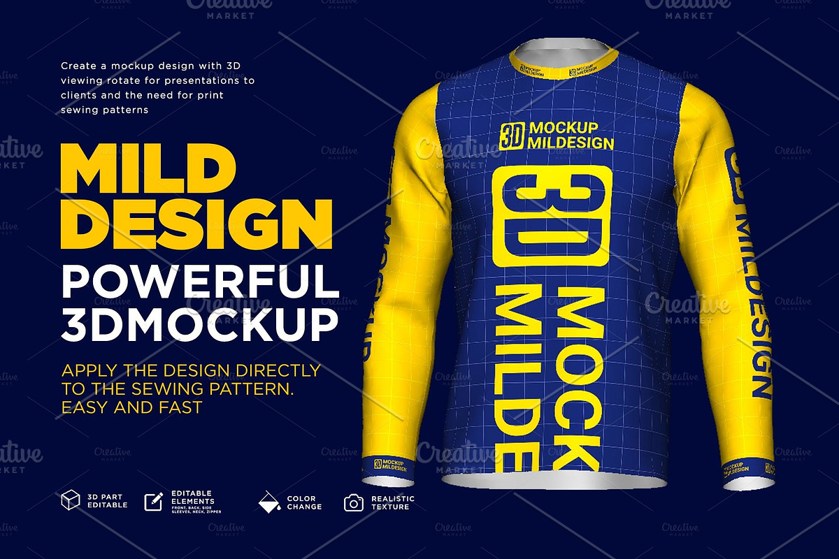 3D Mockup: Long Sleeve Tshirt in Product Mockups - product preview 8