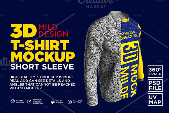 3D Mockup: Long Sleeve Tshirt in Product Mockups - product preview 6