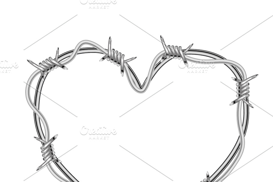 Glossy barbed wire in heart in Objects - product preview 8