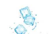 Ice cubes splashes composition