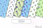 Crocus. Watercolor seamless pattern
