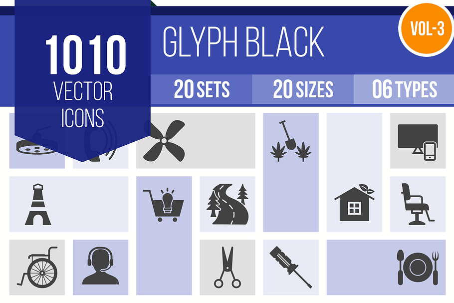 1010 Glyph Icons (V3) in Graphics - product preview 8