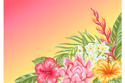 Background with tropical flowers and