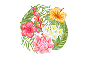 Background with tropical flowers and