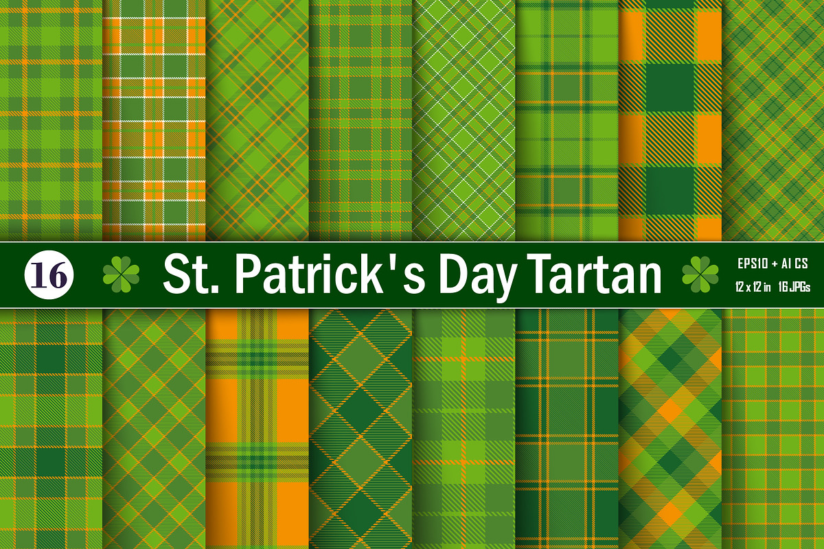 Set St. Patrick's Tartan Patterns in Patterns - product preview 8