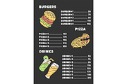 Fast food color menu template