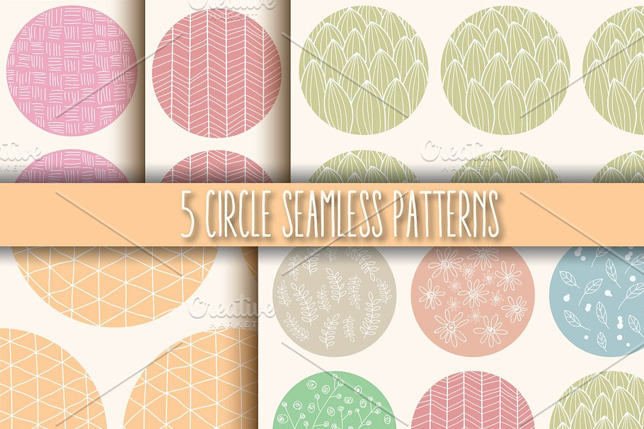 5 Circle Seamless Patterns in Patterns - product preview 8