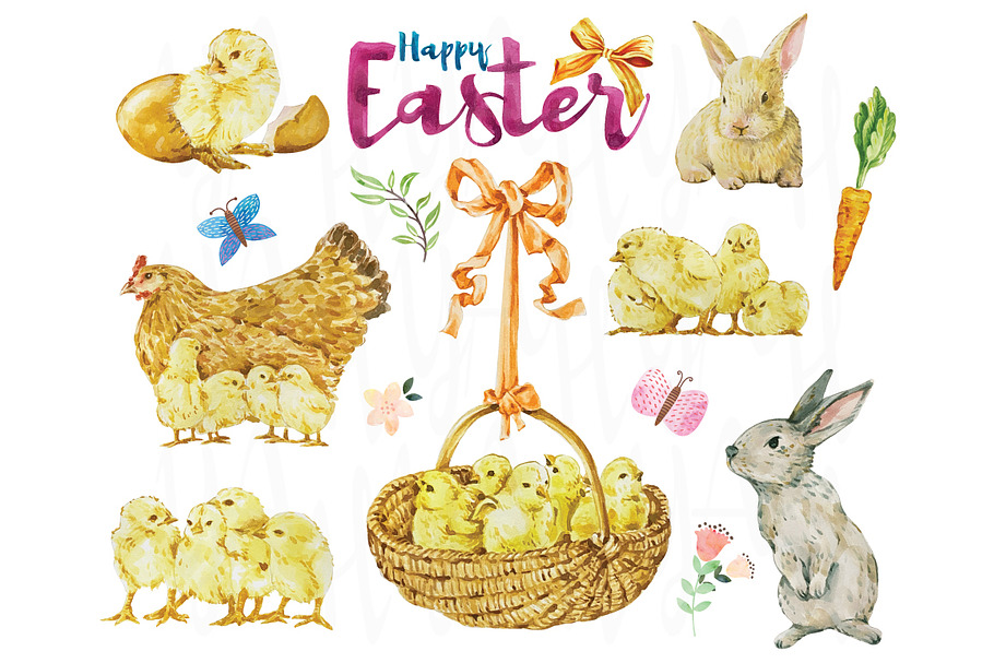 Easter Watercolor Collections Set