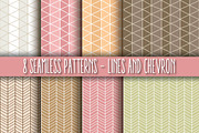 8 Seamless Patterns, Lines & Chevron
