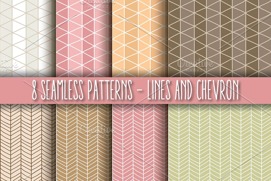 8 Seamless Patterns, Lines & Chevron in Patterns - product preview 8