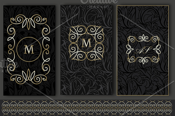 Set of 6 Vintage Cards & 6 Monograms in Wedding Templates - product preview 2