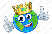 King Earth Globe World Mascot